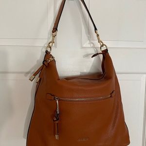 Guess large carryall bag. Cognac brown with gold Guess logo and hardware